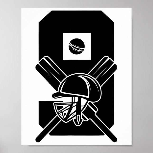 Number 9 Years Cricket 9th Birthday  Poster (Front)