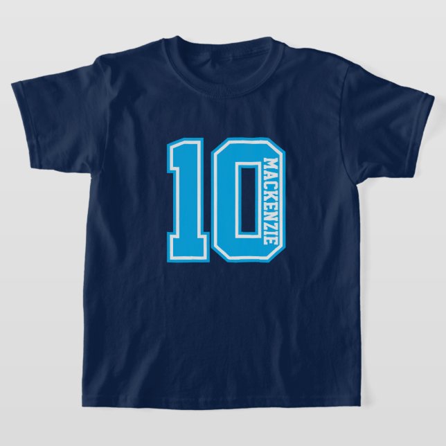 Number And Name Personalised Varsity  T-Shirt (Laydown)