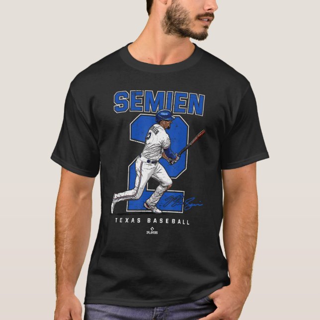 Number and Portrait Marcus Semien Texas T-Shirt (Front)