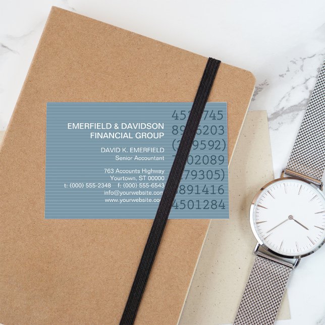 Number Columns Blue Pinstripe Accountant Business Card (Creator Uploaded)