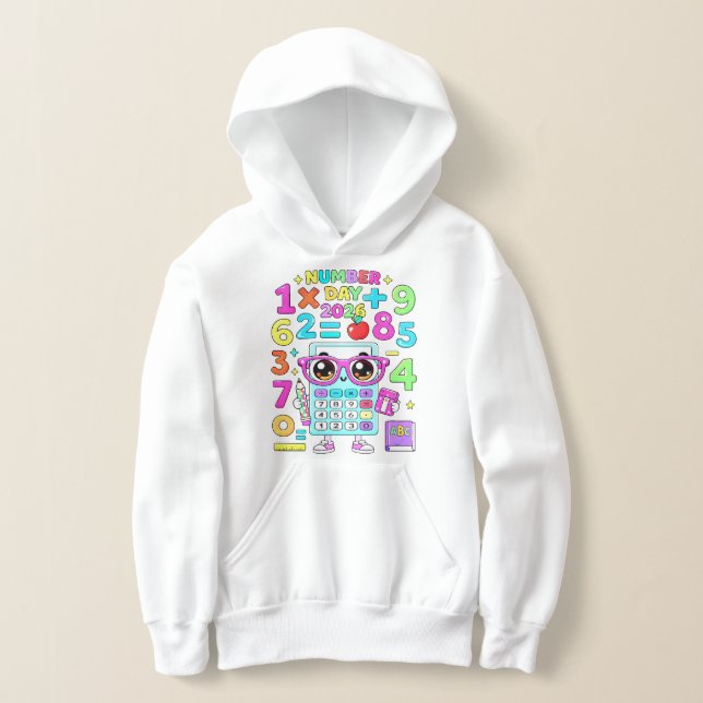 Number Day 2026 Cute Calculator Math Hoodie (Laydown)