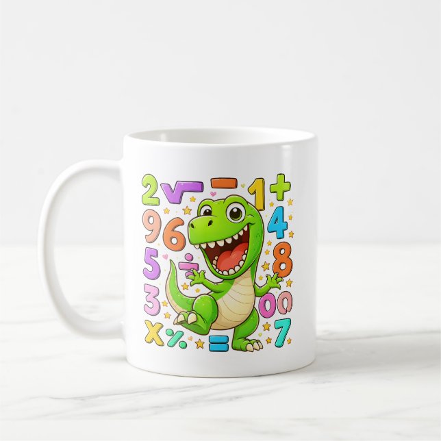 Number Day 2026 Cute Maths Dino Outfit Coffee Mug (Left)