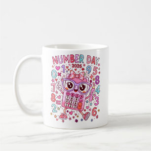 Number Day 2026 Cute Pink Maths Calculator Mug