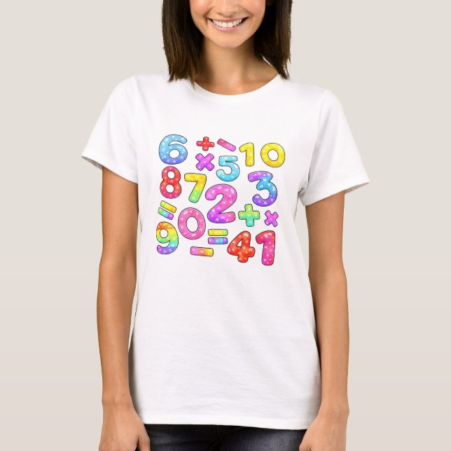 Number Day Colorful Math Numbers T Shirt (Front)