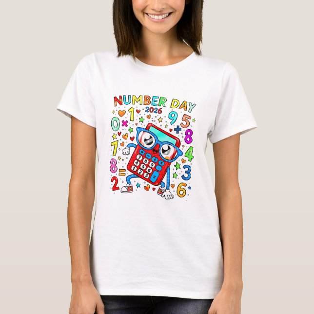 Number Day Colourful Maths T Shirt for Teachers (Front)