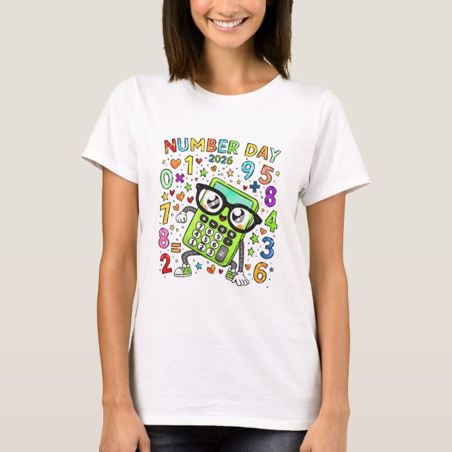 Number Day Colourful Maths T Shirt for Teachers (Front)