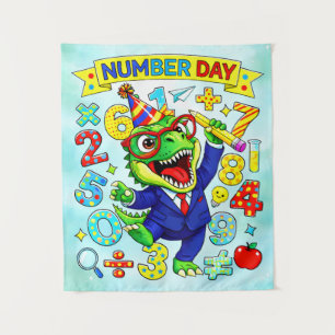 Number Day Dinosaur Math Design for Kids Tapestry