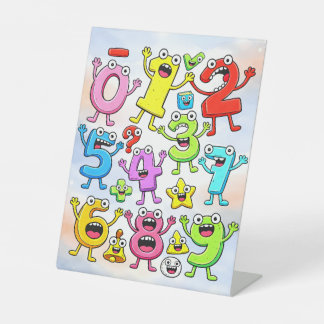 Number Day Funny Cartoon Numbers Design Pedestal Sign