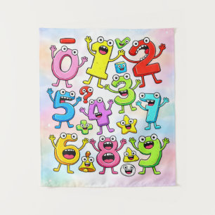 Number Day Funny Cartoon Numbers Design Tapestry