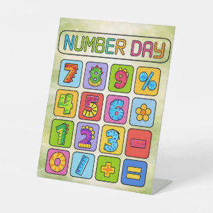 Number Day Math Icons Calculator Design Pedestal Sign