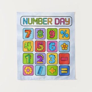 Number Day Math Icons Calculator Design Tapestry