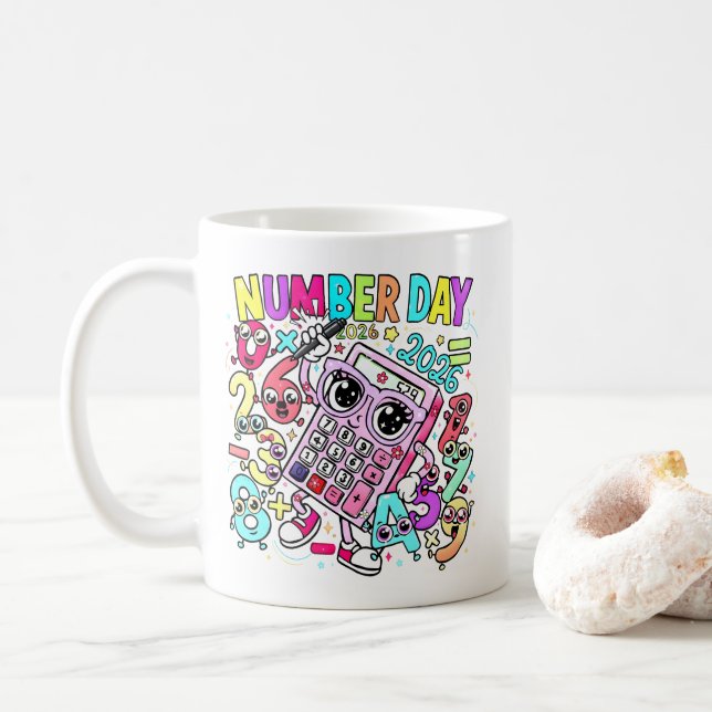 Number Day Maths Mug | Cute Calculator Design (With Donut)