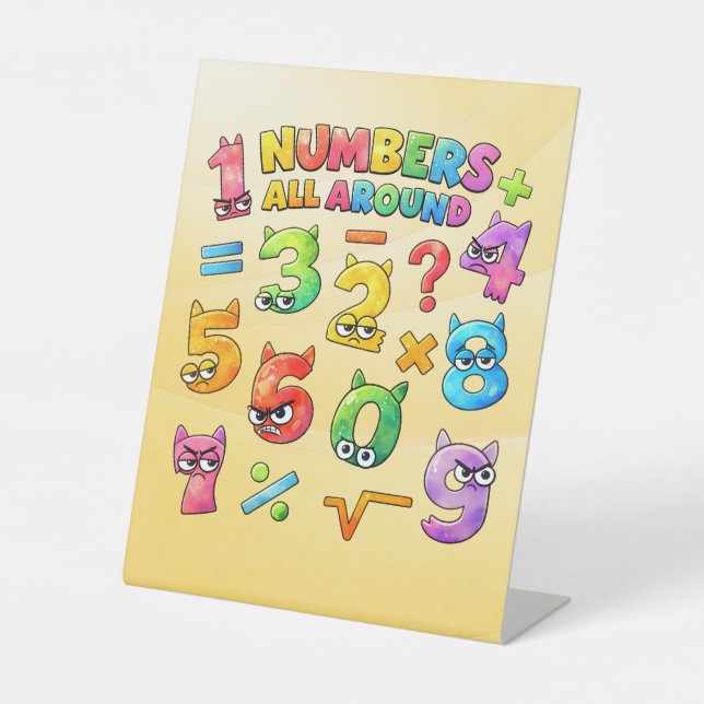 Number Day Maths Numbers Pedestal Sign (Front)