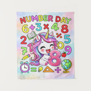 Number Day Unicorn Math Numbers Design Tapestry