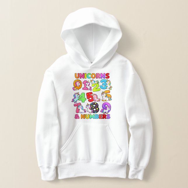Number Day Unicorn Numbers Math Hoodie (Laydown)