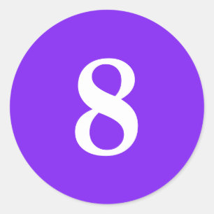Number Eight planning simple 8 purple white Classic Round Sticker