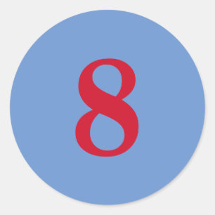 Number Eight planning supplies simple 8 blue red Classic Round Sticker