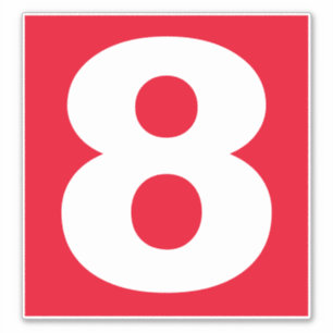 Number Eight Red and White Sticker