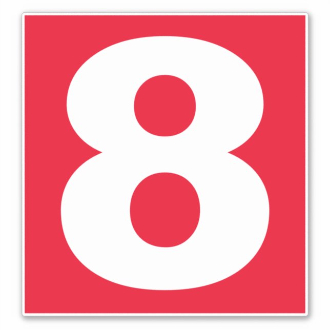 Number Eight Red and White Sticker (Front)