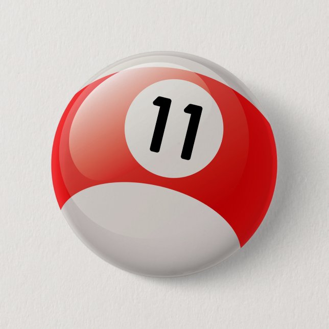 NUMBER ELEVEN BILLIARDS BALL 6 CM ROUND BADGE (Front)