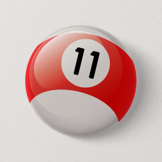 NUMBER ELEVEN BILLIARDS BALL 6 CM ROUND BADGE