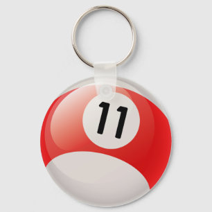 NUMBER ELEVEN BILLIARDS BALL KEY RING