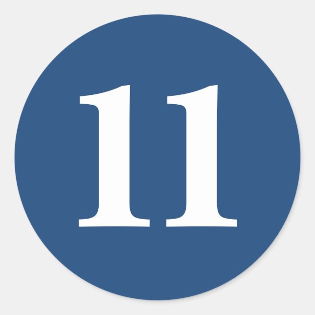 Number Eleven planning supplies 11 navy white Classic Round Sticker (Front)