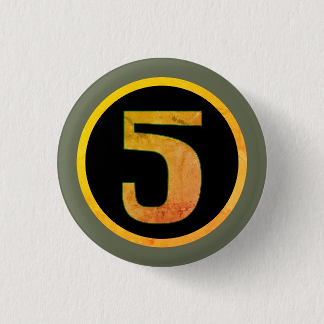number five 3 cm round badge (Front)