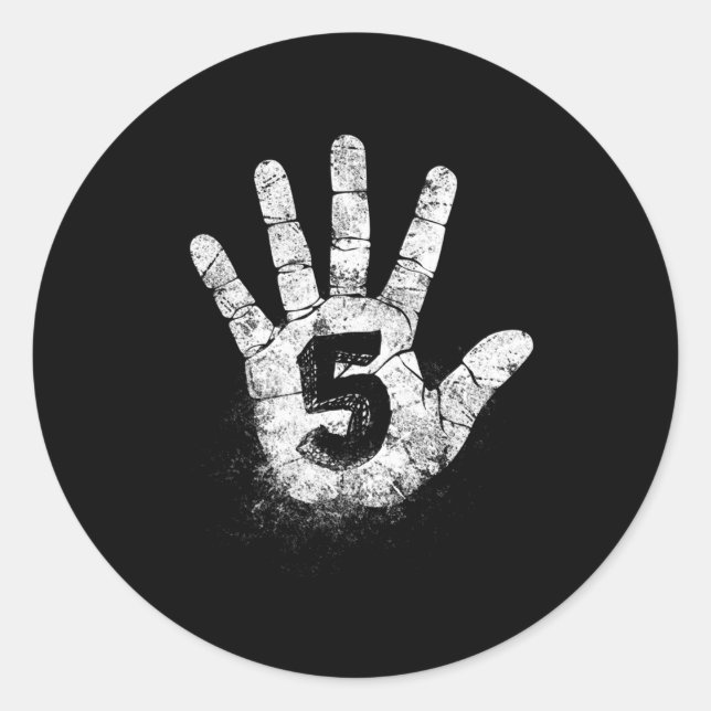 Number Five 5 Hand Signs To Play Games High Academ Classic Round Sticker (Front)
