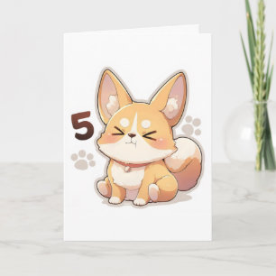 Number Five Anime Dog Holiday Card