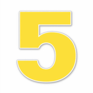 Number Five Gold and White Sticker