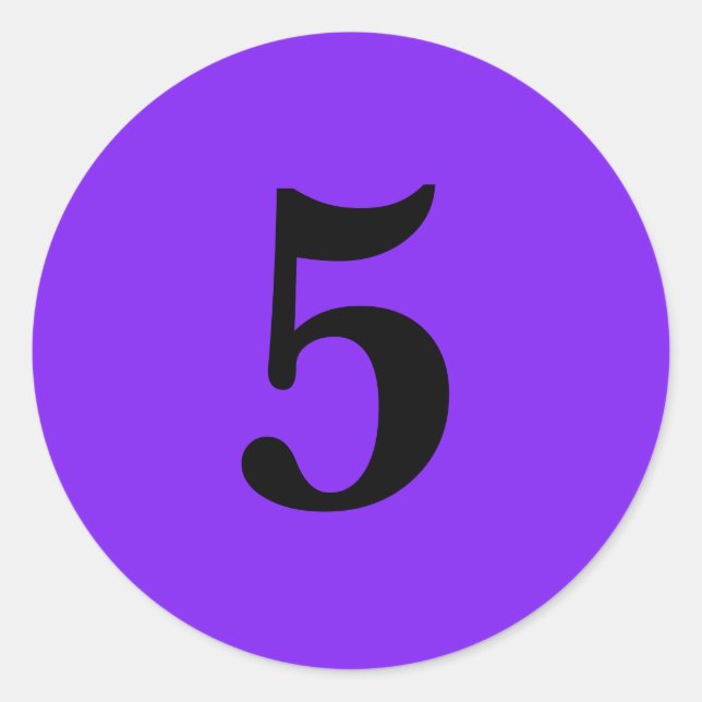 Number Five planning simple 5 purple black Classic Round Sticker (Front)