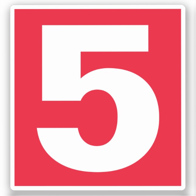 Number Five Red and White Sticker (Front)