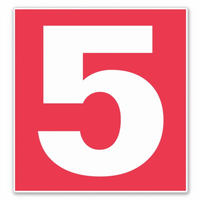 Number Five Red and White Sticker (Front)