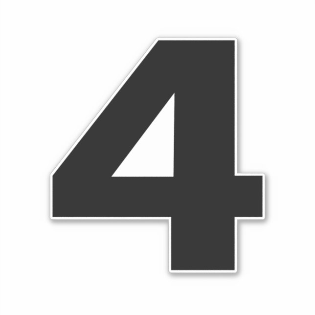 Number Four Black and White Sticker (Front)