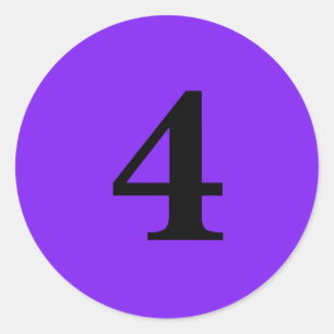 Number Four planning simple 4 purple black Classic Round Sticker