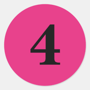 Number Four planning supplies simple 4 pink black Classic Round Sticker