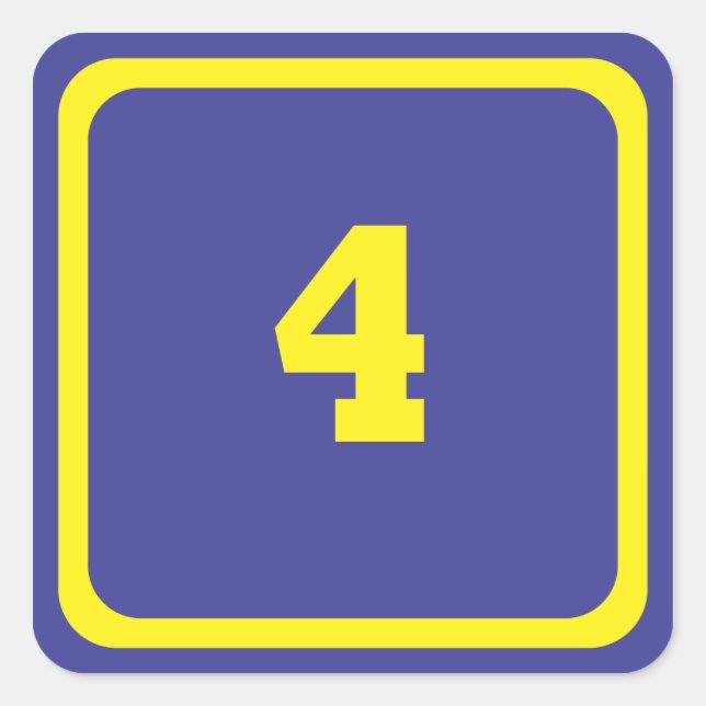 number four square sticker (Front)