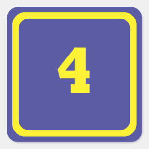 number four square sticker