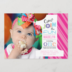 Number Fun FIRST BIRTHDAY invitation
