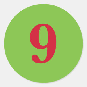 Number Nine planning simple 9 green red Classic Round Sticker