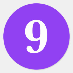 Number Nine planning simple 9 purple white Classic Round Sticker