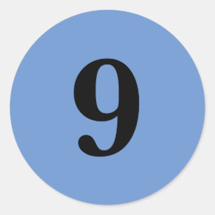 Number Nine planning supplies simple 9 blue black Classic Round Sticker