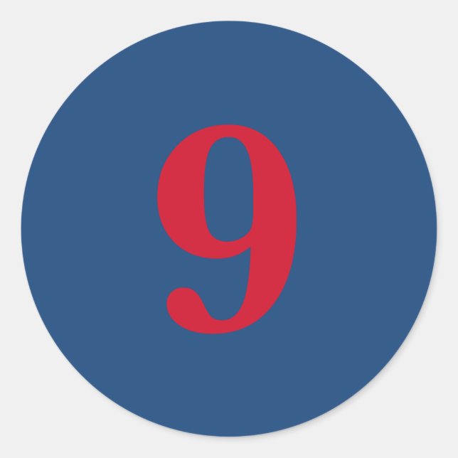 Number Nine planning supplies simple 9 navy red Classic Round Sticker (Front)