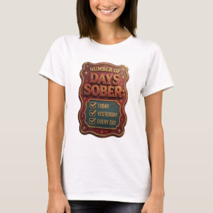 NUMBER OF DAYS SOBER TODAY YESTERDAY EVERY DAY T-Shirt
