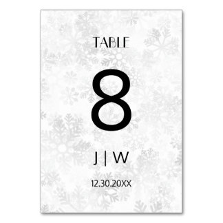 Number of snowy Christmas Table Number