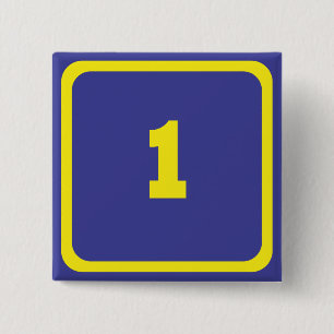 number one 15 cm square badge