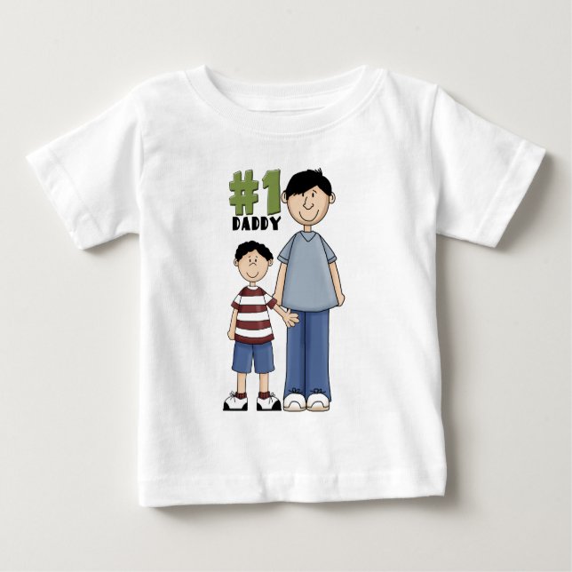 Number one, #1 Dad father and boy child Baby T-Shirt (Front)