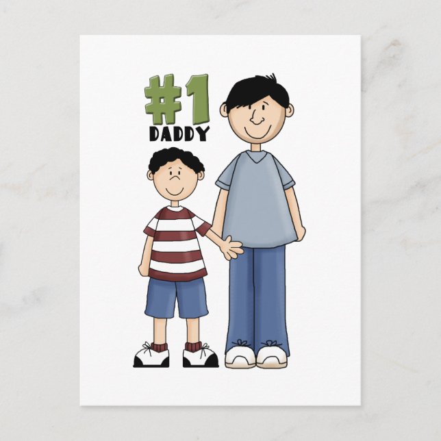 Number one, #1 Dad father and boy child Postcard (Front)
