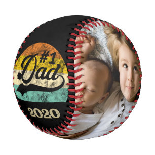 Number one # 1 Dad Retro Photo Vintage Baseball